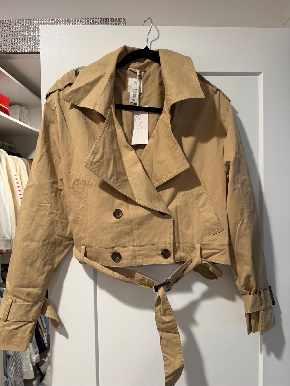 Joie Cropped Tan Trench Coat